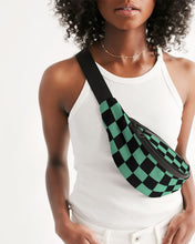 Load image into Gallery viewer, Black and Green Checker Anime Inspired Design Crossbody Sling Bag