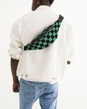 Load image into Gallery viewer, Black and Green Checker Anime Inspired Design Crossbody Sling Bag