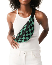 Load image into Gallery viewer, Black and Green Checker Anime Inspired Design Crossbody Sling Bag
